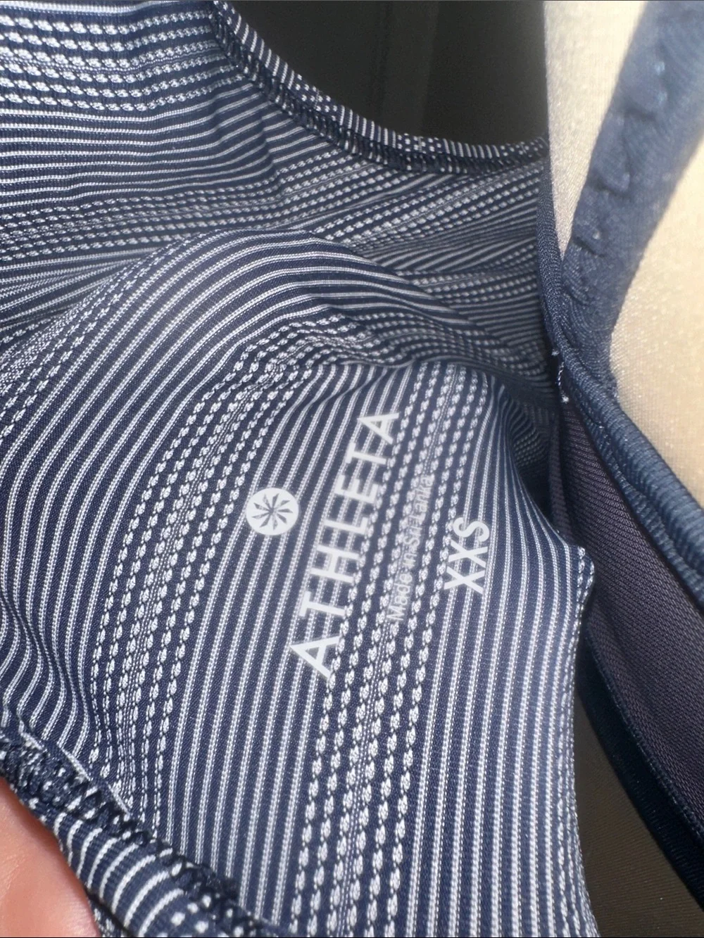 Athleta Navy Striped Scoop Neck Tank